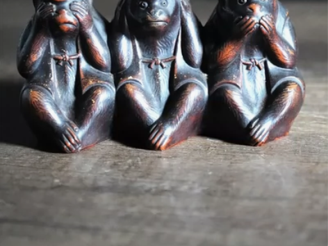 备前烧 古备前 三不猴 置物摆件 尺...