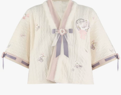 十三余小豆蔻儿[灵镜雀]刺绣唐背子圆领衫渐...