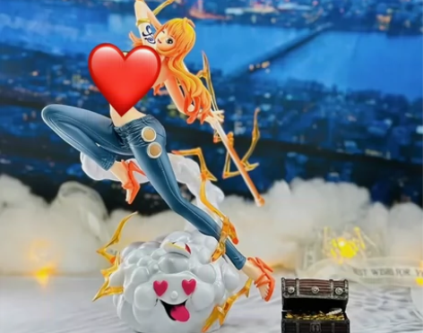 海贼王IU共鸣娜美草帽团GK手办大雕像模型...