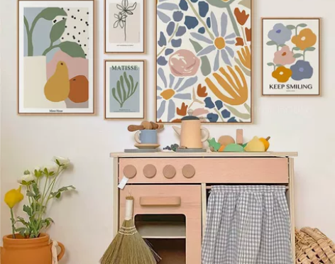 北欧组合客厅装饰画ins风抽象水果花卉简约...