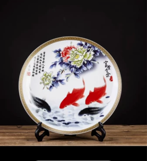 景德镇中式陶瓷装饰挂盘摆件 家居客厅酒柜装...