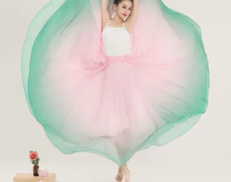 720度大摆裙渐变色舞蹈服女飘逸现代舞练