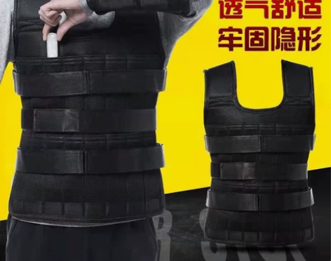 负重钢板背心透气隐形铅块可调健身训练运动跑...