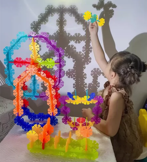 纽奇水晶彩窗雪花片儿童积木玩具益智拼装男孩...