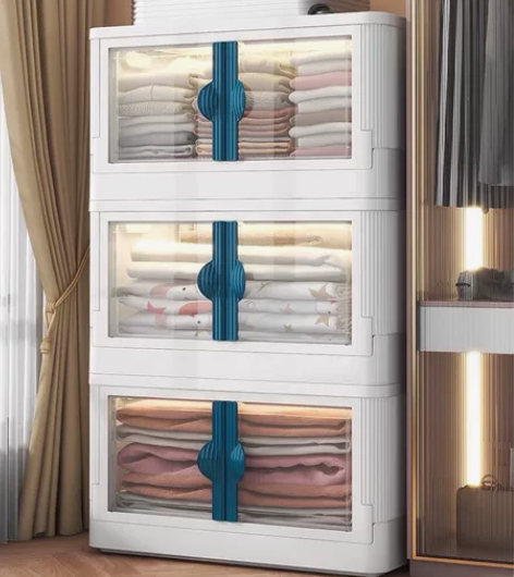 【全新包邮】双开门收纳箱塑料衣柜玩具可折叠...