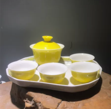 潮州枫溪产单色釉帝王黄茶备 茶备容量100...