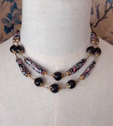 vintage Vendome手绘琉璃项链...