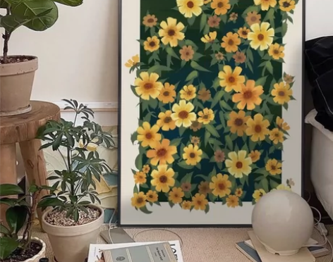 【厂家直销】北欧装饰画摆画小雏菊花卉小清新...