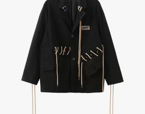 UNKNOWTAL 重工穿绳解构拼接西服暗...