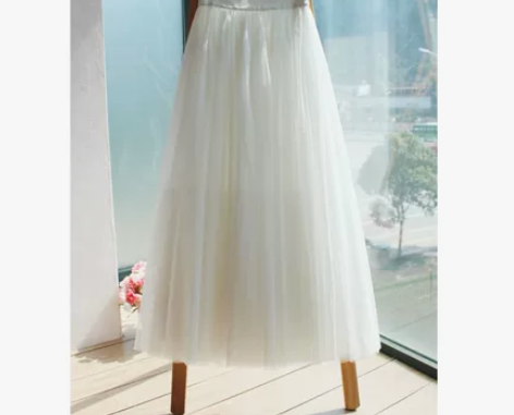新款春秋高腰纱裙明星同款半身裙A字网纱裙蓬...