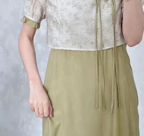 买1赠1小马和鱼竹青新中式套装汉元素连衣裙...