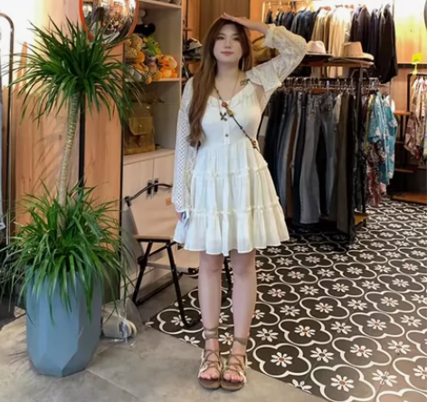 安妮不火 『淡若清栀』夏日度假风吊带连衣裙...